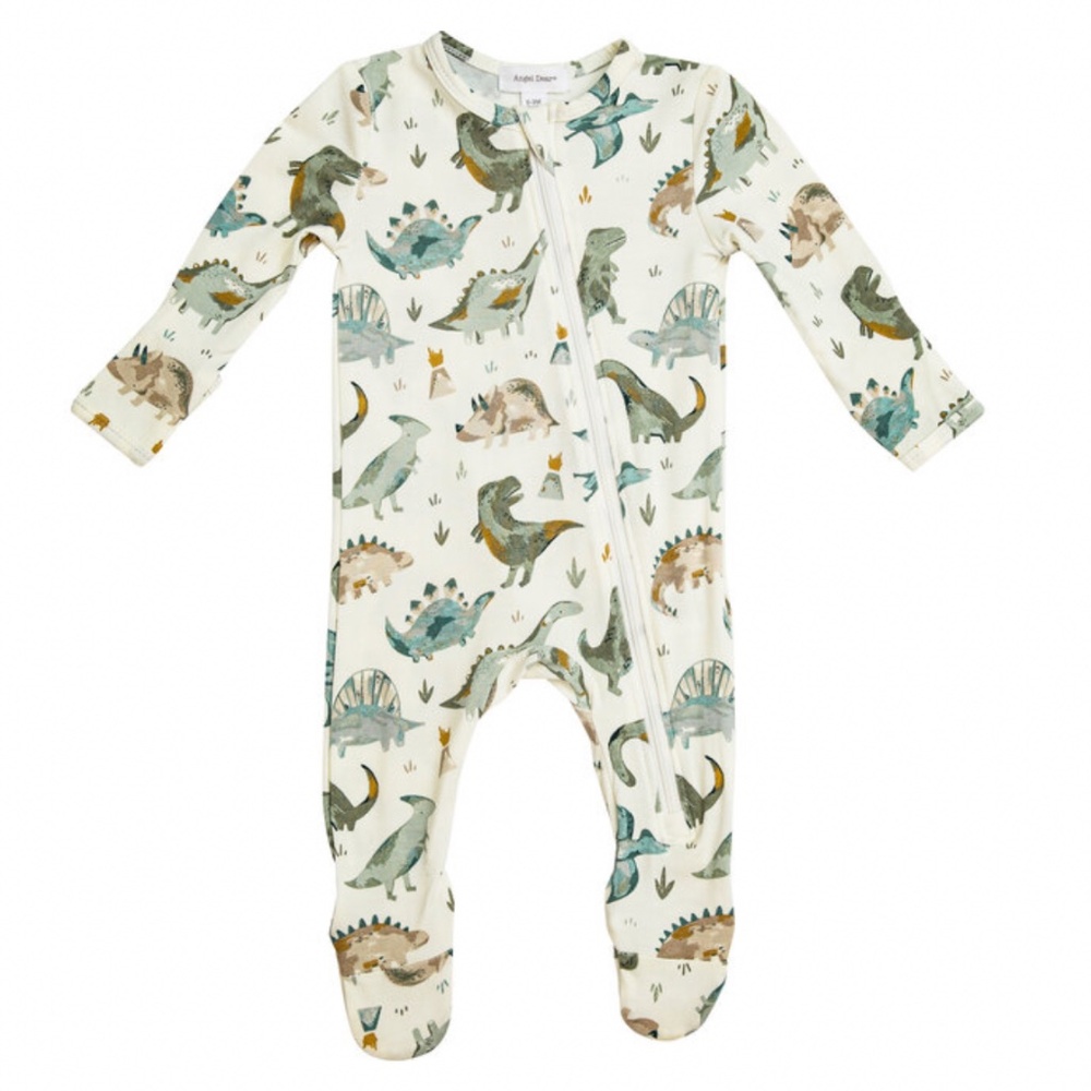 Angel Dear Crayon Dinosaur 9-12m bamboo zipper footie baby boy